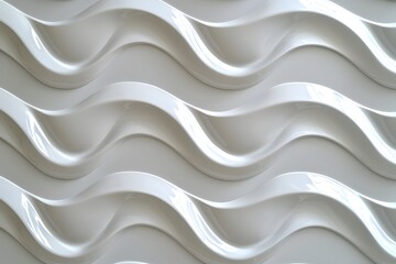 Fototapeta premium Abstract White Wave Pattern Modern Architectural 3D Wall Panel Design Texture