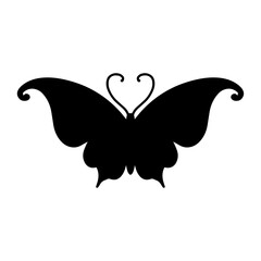 Silhouette, stamp of a winged insect, decorative butterfly. Vector graphics.