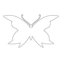 Line sketch, winged insect outline, decorative butterfly. Vector graphics.