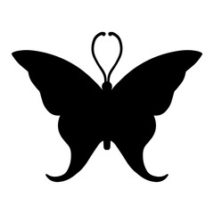 Silhouette, stamp of a winged insect, decorative butterfly. Vector graphics.