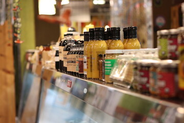 Interior of restaurants and food hall in downtown Minneapolis, Minnesota