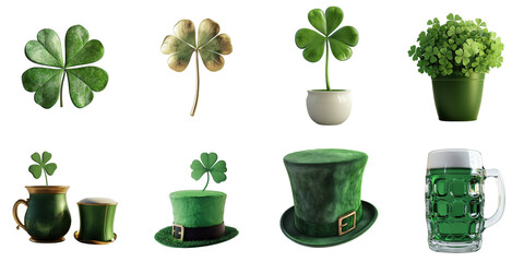 St. Patrick's object white background png transparent 
celebration concept using for decoration.