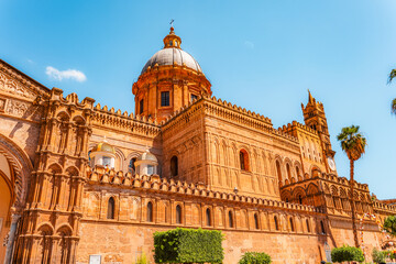 Palermo Cathedral in sunny day, Sicily, Italy