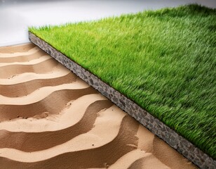 blank grass sand ground and stone material layers mockup