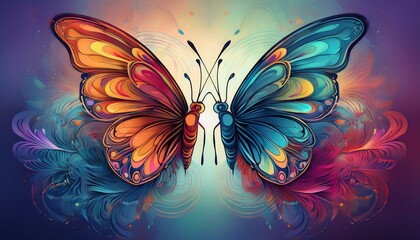 two butterflies with different colors and patterns a vibrant illustration perfect for your design projects