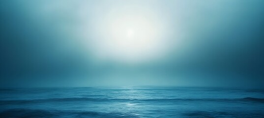 Obraz premium Serene Ocean Landscape Peaceful Blue Water Tranquil Seascape Misty Horizon Calm Atmosphere Dreamy Coastal Scene Relaxing Nature Background Subtle 