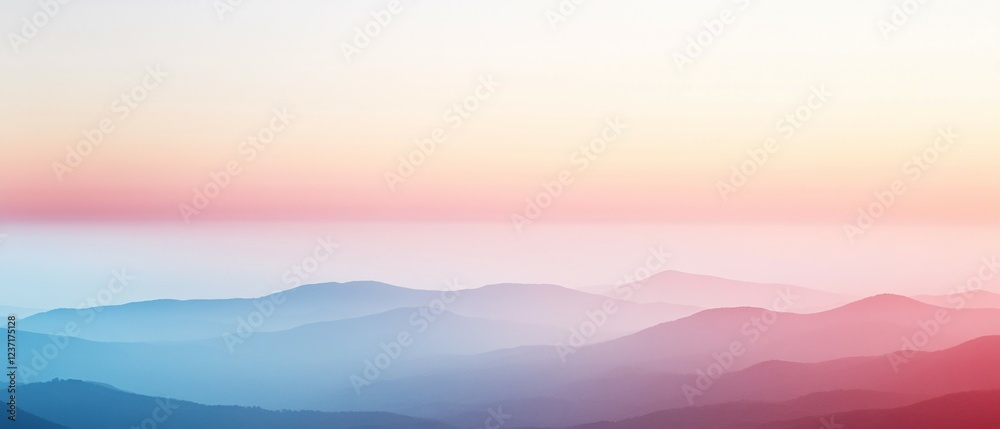 Wall mural Pastel Hues Across Rolling Mountain Ranges