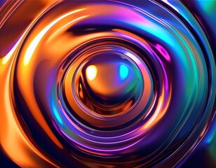 chromatic fusion vibrant liquid chrome with neon orange deep purple and turquoise gradients