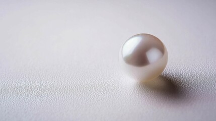 Elegant Pearl on Soft White Surface, Natural Beauty and Luxury