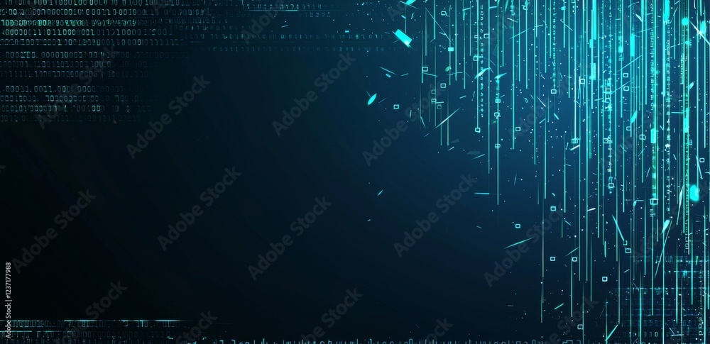 Poster cyber data stream. digital neural networks. 3d illustration of a wavy open source surface