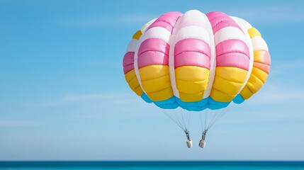 Fototapeta premium Parasailing over turquoise ocean, sunny day