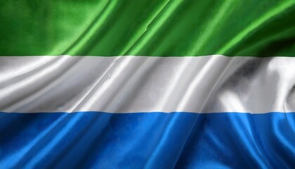 Fototapeta premium Vibrant Sierra Leone flag waving with luxurious satin texture - Patriotic and cultural symbol