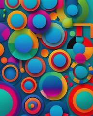 Abstract shapes, colorful designs, solid colored backgrounds and abstract objects, quality, hyper-realistic, digital art, illustration.