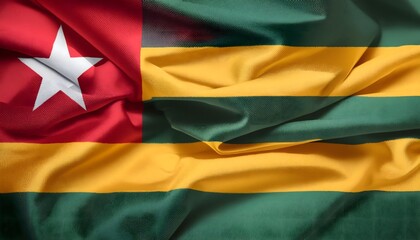 Obraz premium Vibrant Togo flag waving with luxurious satin texture - Patriotic and cultural symbol