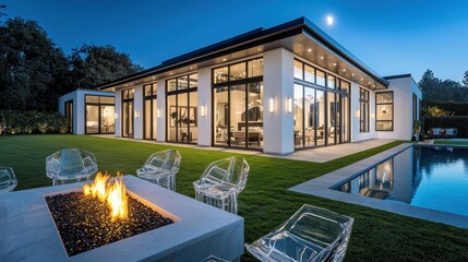 An architectural masterpiece featuring crystalline windows