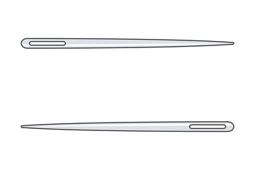 Two sewing needles facing opposite directions forming a border with copy space in between in vector
