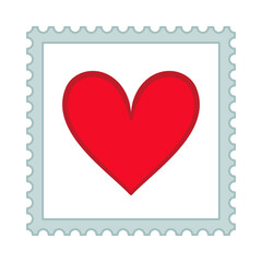 Obraz premium Square postage stamp with red love heart in vector illustration