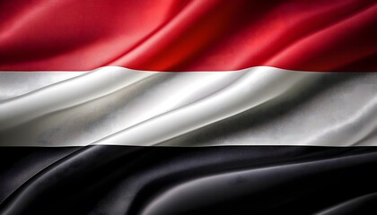 Vibrant Yemen flag waving with luxurious satin texture - Patriotic and cultural symbol
