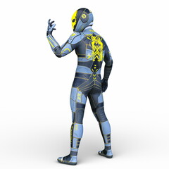 骸骨面のロボット　3DCGレンダリング