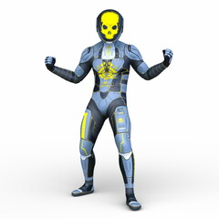 骸骨面のロボット　3DCGレンダリング