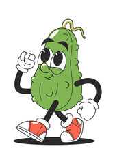 Kawaii green cucumber vegetable character