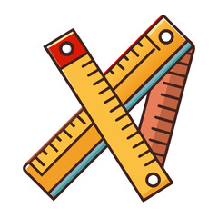  Folding Ruler Construction Tool Vector | Clipart, Line Art & Cartoon Illustration, Folding ruler construction tool vector clipart in cartoon, line art, and digital illustration style.