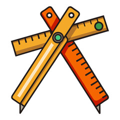  Folding Ruler Construction Tool Vector | Clipart, Line Art & Cartoon Illustration, Folding ruler construction tool vector clipart in cartoon, line art, and digital illustration style.