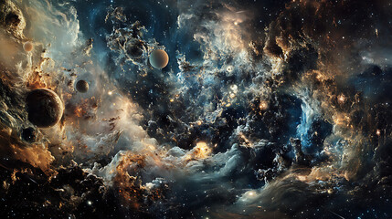 Obraz premium A collection of fun trivia facts about space, with planets and stars in a cosmic background (2)