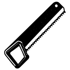 Hacksaw Construction Tool Vector | Clipart, Line Art & Cartoon Illustration, Hacksaw construction tool vector clipart in line art, cartoon, and silhouette styles.