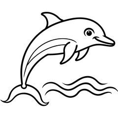 Fototapeta premium Coloring. Dolphin jumping in water