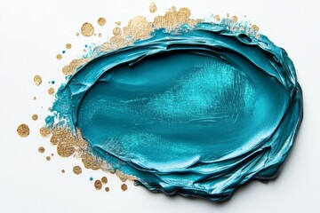 Fototapeta premium Teal and Gold Abstract Paint Stroke Luxurious Textural Background
