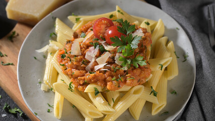 Vegetarian lentil Bolognese