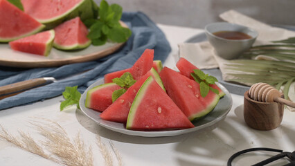 Fresh ripe sliced watermelon