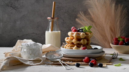 Sweet Homemade Berry Belgian Waffle