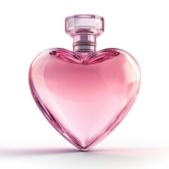 elegant pink heart-shaped perfume bottle, isolated on a white background for Saint Valentines Day