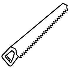 Hand Saw Construction Tool Vector | Cartoon, Clipart & Line Art Illustration, High-quality hand saw vector illustration in cartoon, clipart, and line art style for digital use.