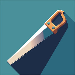 Hand Saw Construction Tool Vector | Cartoon, Clipart & Line Art Illustration, High-quality hand saw vector illustration in cartoon, clipart, and line art style for digital use.
