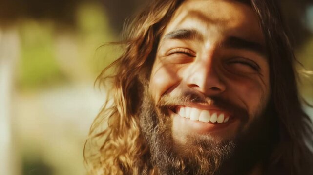 happy Jesus Christ openly smiling