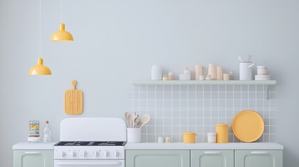 Modern Bright Kitchen with Yellow Accents and Decor