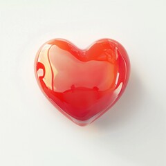 glossy red heart with a soft shine, isolated on a white background for Saint Valentines Day