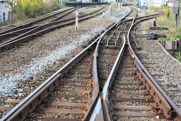Fototapeta premium 鉄道線路の分岐ポイント