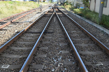 Fototapeta premium 鉄道線路の分岐ポイント