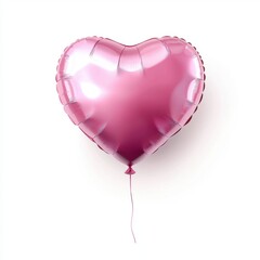 shiny pink heart-shaped helium balloon, isolated on a white background for Saint Valentines Day