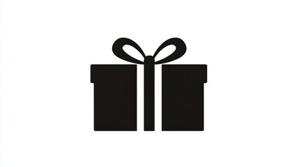 a Gift Box in Black on White Background