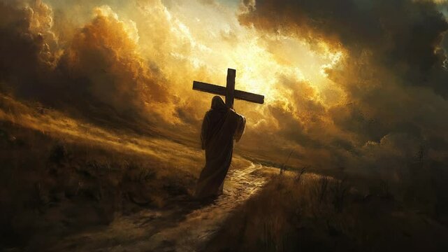 Jesus Christ is carrying his cross