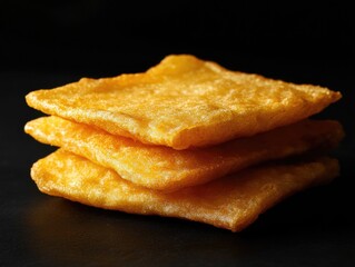 Fototapeta premium Crispy, golden-brown fried breaded appetizer or snack, easy to prepare and shareable. Part of a healthy meal option.