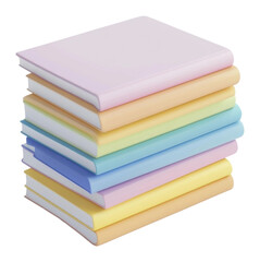 Vibrant stacked notebooks for study & art isolated on transparent background