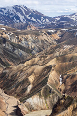 Colorful mountainous landscape in the Landmannalaugar region, Fjallabak Nature reserve in the central highlands of Iceland