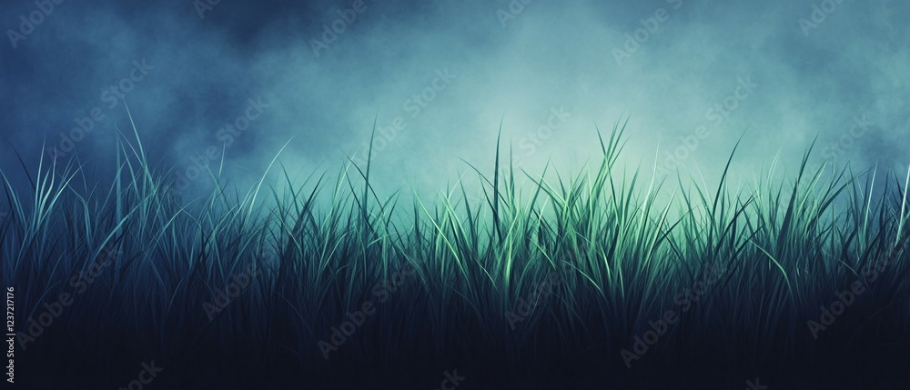 Wall mural Tall Grass Underneath a Mysterious Dark Sky