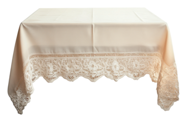 Elegant lace tablecloth for dining and decoration isolated on transparent background